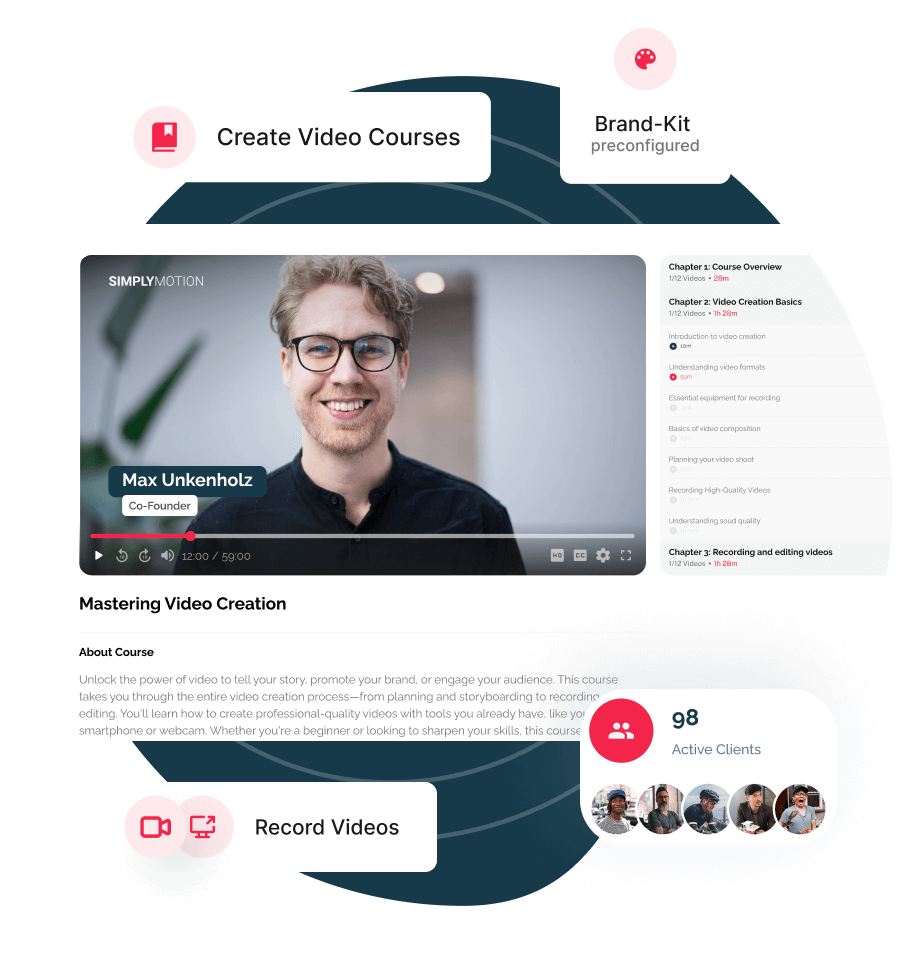 Videos aufnehmen und Kurse erstellen — alles auf einer Plattform